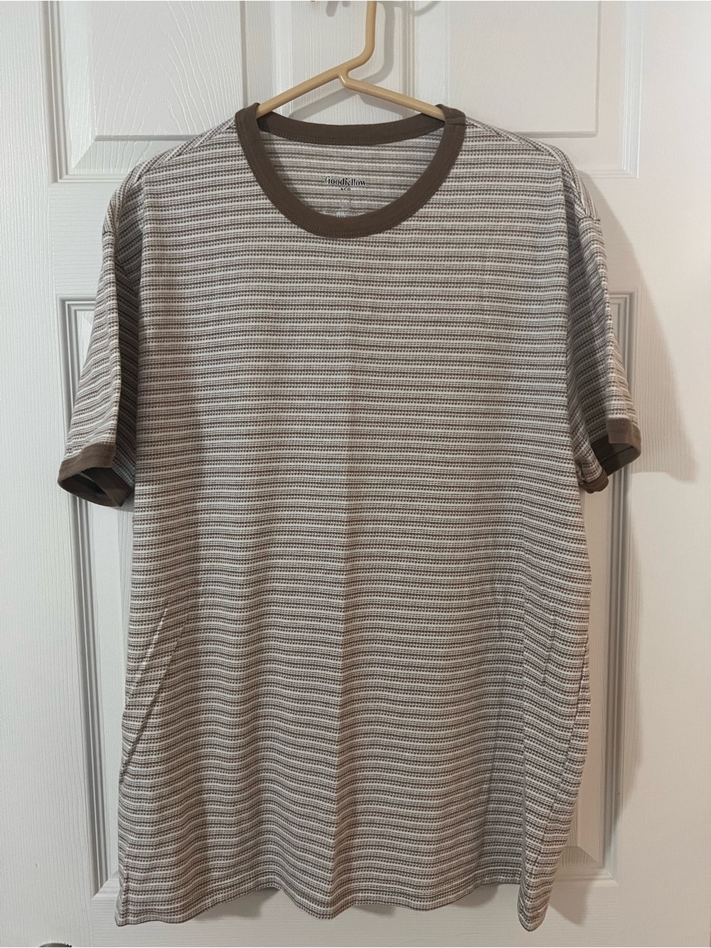 Goodfellow & Co Brown-Trim Striped Short Sleeve Tee